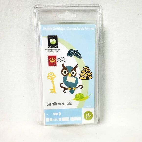 Cricut SENTIMENTALS Cartridge - Shapes Phrases Cards Tags Butterfly Bee Owl -NEW - Picture 1 of 5